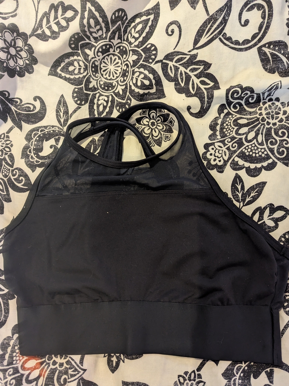 Aerie Mesh Top Black Sports Bra Size Large